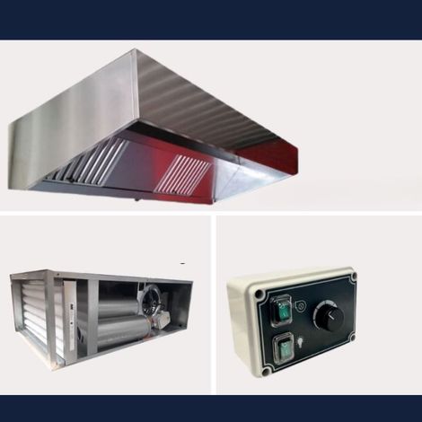 Pack hotte CLASSIQUE ANTI-ODEURS 1 à 4 m hotte + caisson charbon moteur déporté + variateur 220V L 2 mètres