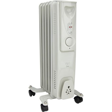 Voltman – Radiateur mobile bain d'huile 1000W – Chaleur inertielle silencieuse – 3 à 5 allures de chauffe – Thermostat mécanique réglable – Blanc (1/5)