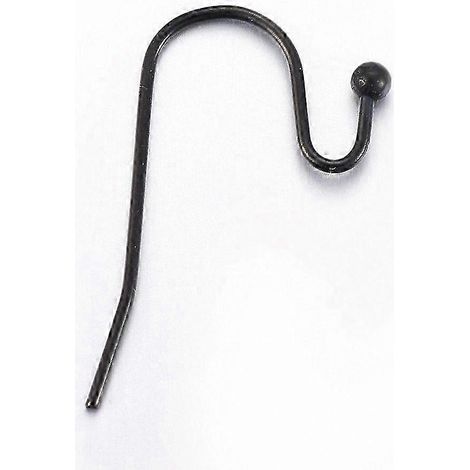 Crochets d'oreilles noirs pour électrophorèse, dimensions 21 x 14 mm, épaisseur de la tige : 0,6 mm, en acier inoxydable. (1/2)