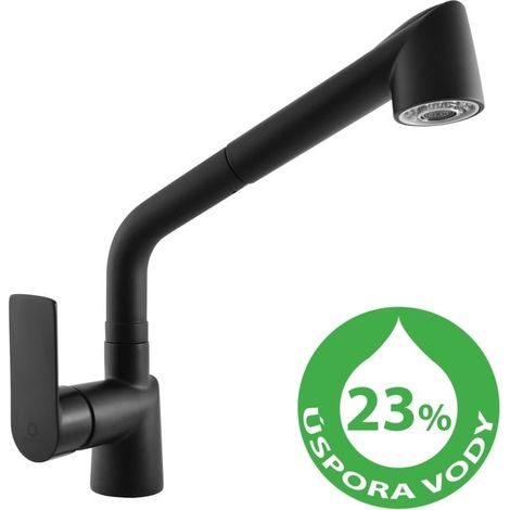 Mitigeur évier RAV SLEZÁK Vltava avec douchette extractible, 2 jets noir VTE411.0CMAT (1/2)