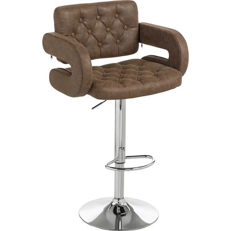 HOMCOM Adjustable Height Barstool Steel Pole PU Leather Bistro Home Kitchen Coffee