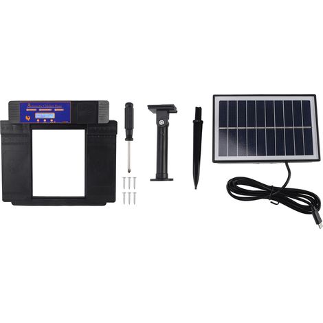 Porte de poulet automatique avec minuterie, affichage LED à piles solaires, ouvre-porte électrique à double porte, noir