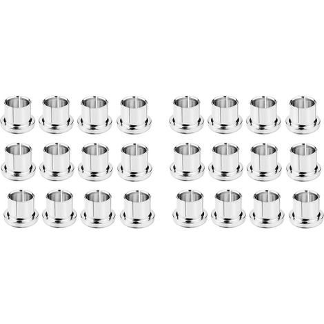 Packung mit 24 rhodinierten RCA-Schutzkappen für RCA-Phonostecker, Kurzschlussschutz, silberfarben. (1/2)