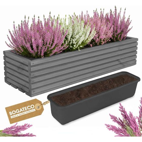 Jardinière Bois Bogateco 64x20x14 cm avec Bac Gris Foncé (1/5)