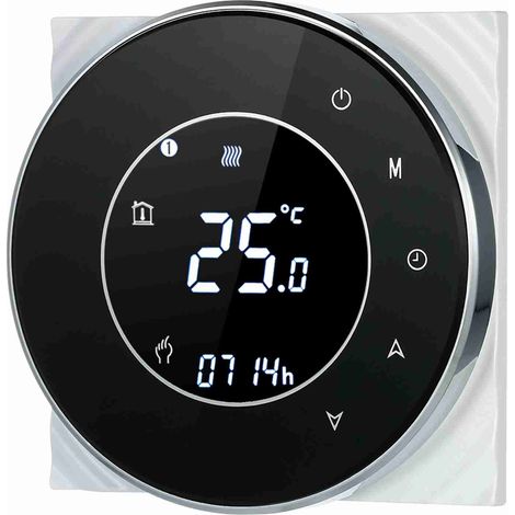 Eosnow Programmierbarer Gaskessel-Heizthermostat, Trockenkontakt-Temperaturregler, Touchscreen-LCD mit Hintergrundbeleuchtung, Sprachsteuerung, kompatibel mit Echo/Home/IFTTT