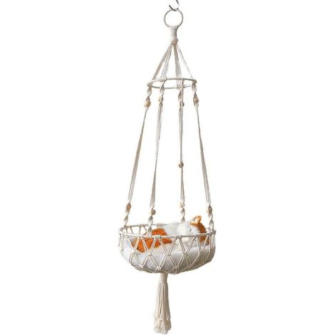 1 Hamac pour chat, style bohème tissé à la main, avec glands, pour intérieur, lit suspendu pour animaux (1/5)