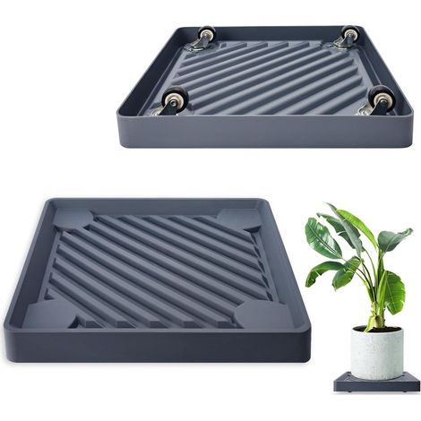 Support Plantes Carré à Roulettes 25cm Chariot Mobile pour Pots Lourds Intérieur Extérieur Compatible Jardin Gris Résistant Durable (1/5)