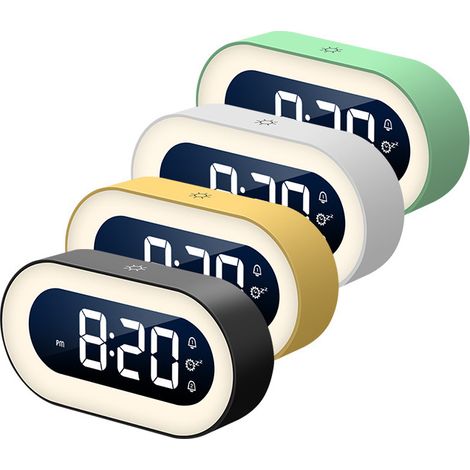 Réveil LED avec veilleuse et charge USB 1500 mAh, horloge de chevet multifonction