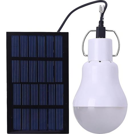 1 Ampoule LED Solaire, Panneau Solaire, Capteur Jour/Nuit, Contrôle Manuel, Blanc, Extérieur (1/5)