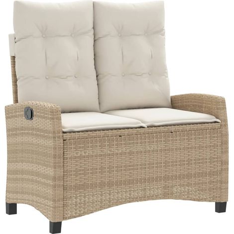 Banc inclinable de jardin,Banquette de jardin,Chaise avec coussins beige résine tressée CFW70871 (1/5)