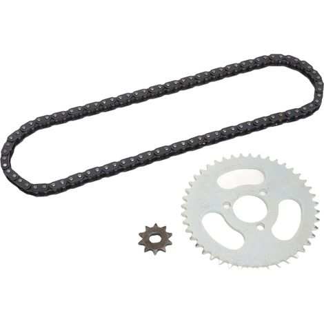 Kit chaîne T8F en alliage d'aluminium et acier, pignon 44 dents à 3 trous, roue avant 10 dents à 10 trous, chaîne de transmission 88 maillons pour moto/quad/moto (à monter soi-même). (1/5)