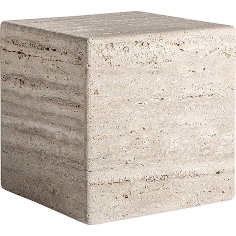 Table basse travertin vieilli style art déco beige élégant - Beige travertin vieilli naturel (1/5)