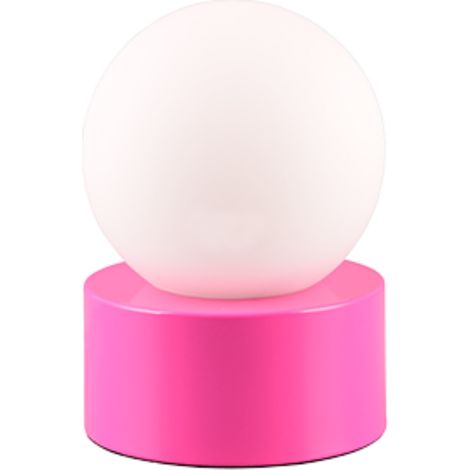 Petite lampe table rose verre boule blanche E14 RL (1/3)
