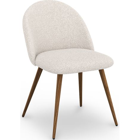 Dining Chair - Upholstered in Bouclé Fabric - Scandinavian - Evelyne White (1/5)