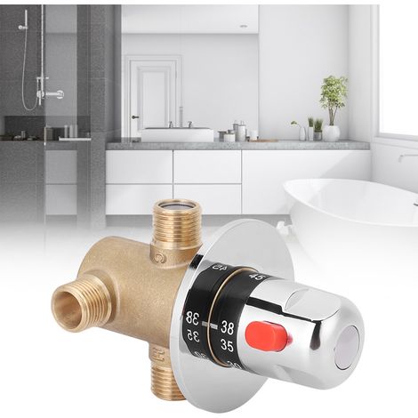 Mitigeur Thermostatique 3 Voies en Cuivre G1/2in - Régulateur de Température pour Salle de Bain et Douche (1/5)