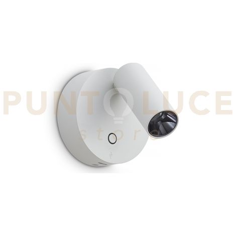 ELF APPLIQUE A PARETE CON PRESA USB-C LED 3000 K 3W  200 lm DIMMERABILE BIANCO ORIENTABILE