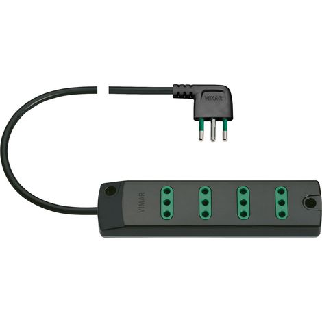 VIMAR - 00401.CC Prise multiple 4P11 + S11 90° noire