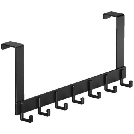 Porte Manteau pour Porte, Noir Patère Acier inoxydable,6 Crochets Porte Manteaux pour Chambre à Coucher Salle de Bains Porte de Cuisine