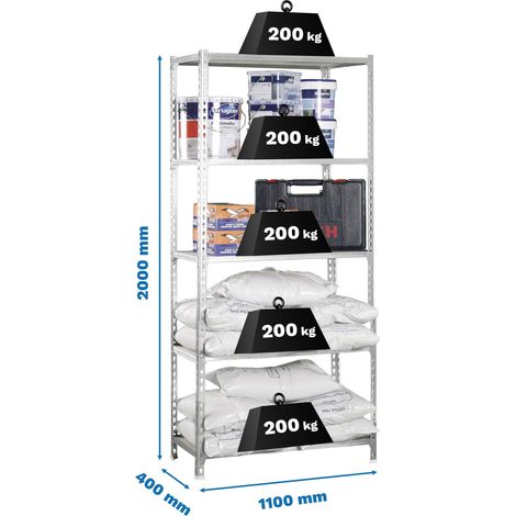 Simonrack moderne Galva Regal 5 Ebenen 200 kg