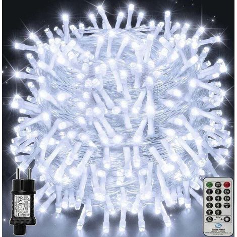 Guirlande lumineuse LED 100m 1000LED, guirlande lumineuse de Noël IP44 étanche avec télécommande et minuterie, 8 modes, décoration de fête pour Noël, anniversaire, mariage, salon, blanc Froid (1/4)