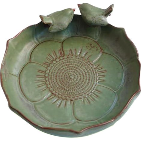 Baño de cerámica para pájaros Bebedero para pájaros - Baño multifuncional de 25 cm para jardín, bebedero para loros, patio, balcón y decoración de césped (1/5)