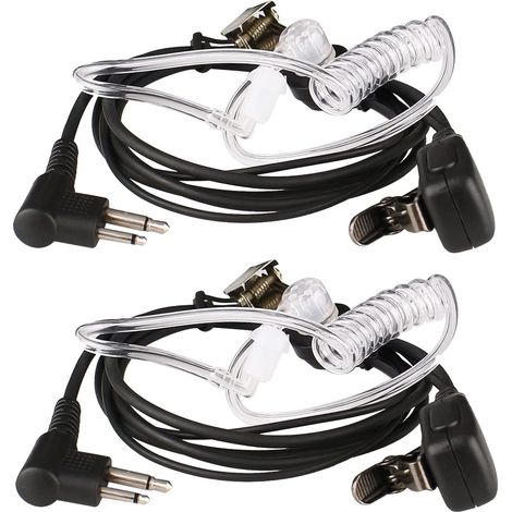 Oreillette Acoustique 2 Broches - Lot de 2 - Compatible Motorola et HYT - Tube Transparent Discret (1/5)