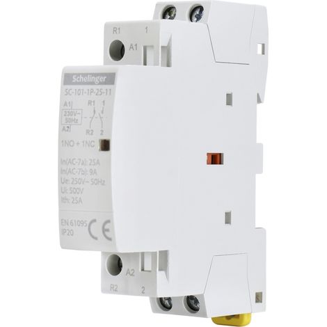 Contacteur modulaire SC101 - 1P 25A - Type 11 (1NO + 1NC) - Rail TH35 - IP20 - Schelinger (1/5)