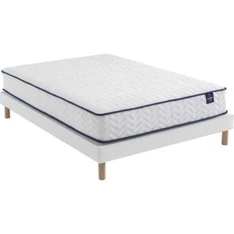 Ensemble matelas ressorts, sommier Lune et pieds Rêve 300 - SOMEO 140x190 (1/5)