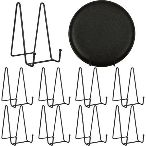 10 Pcs 6 Pouces Chevalet Support Assiette Decorative, Support Cadre Photo Chevalet Noir en Métal, Chevalet Support Presentoir Porte Assiette pour Assiettes, Livres, Photos, Tablettes (1/5)