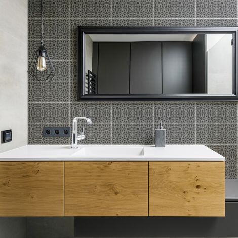 Sticker Mural Carrelage adhésif Cuisine Salle de Bain - 60 STICKERS CARREAUX DE CIMENT ORIENTAL JERADA - 60stickers20x20cm (1/5)