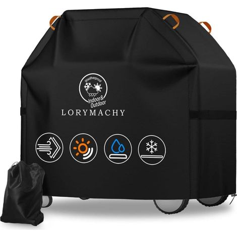 Housse de barbecue 600D Oxford 2024, imperméable, résistante aux UV et au vent, 147x61x120cm, noir (1/5)