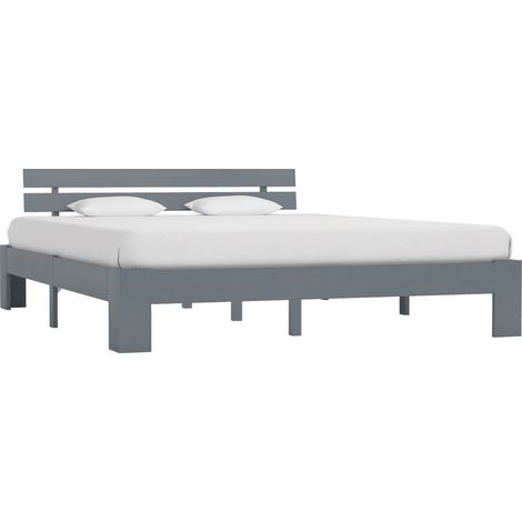 Cadre de lit sans matelas gris 160x200 cm bois de pin massif vidaXL (1/5)