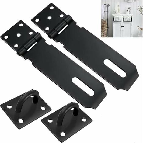 SABIR 2 pièces cadenas moraillon verrou de porte en acier inoxydable moraillon de sécurité avec vis charnière de serrure de porte pour cadenas noir loquet de porte pour porte tiroir barrière (1/5)