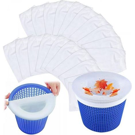 20 Pièces Chaussette Skimmer Piscine, Réutilisable Chaussettes Filtre Piscine, Pool Skimmer Socks, Accessoires de Piscine pour Écumoire (1/5)