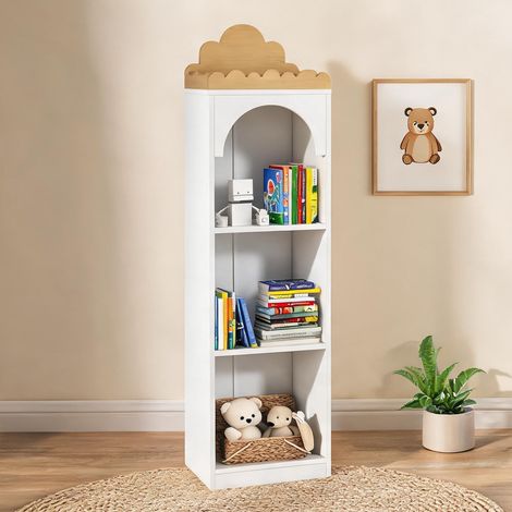 Étagère à livres enfant 3 niveaux design nuage blanc et bois (1/5)