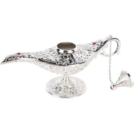 Vintage arabische Metalllampe für Wohnzimmer, Büro, Partydekoration, Wunschlicht, Silber (1/5)