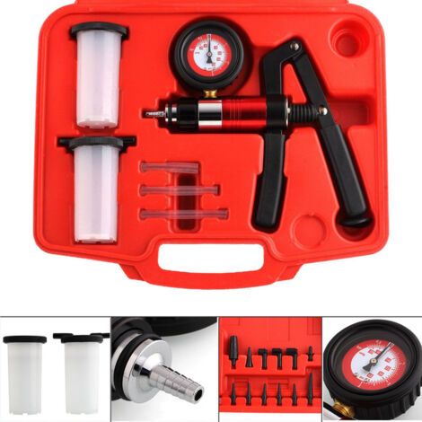 Pompa a vuoto manuale, tester per pompa a vuoto portatile con adattatori, strumento per lo spurgo del liquido freni per la diagnostica di auto e moto.