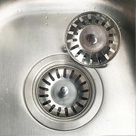 Lot de 2 bouchons d'évier en acier inoxydable, crépine d'évier, filtre anti-obstruction durable, bouchon de vidange de cuisine