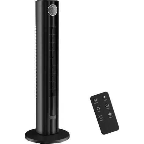 Ventilateur colonne - HOMCOM - silencieux 28dB - scillant 80° - 12 vitesses, 4 modes - ABS - hauteur 92cm - noir