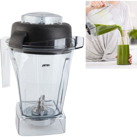 Vaso mezclador de repuesto fabricado en caucho ABS (1,4 l) con cuchilla de acero inoxidable y tapa antigoteo: recipiente multifuncional y transparente para batidos, sopas y postres. (1/5)