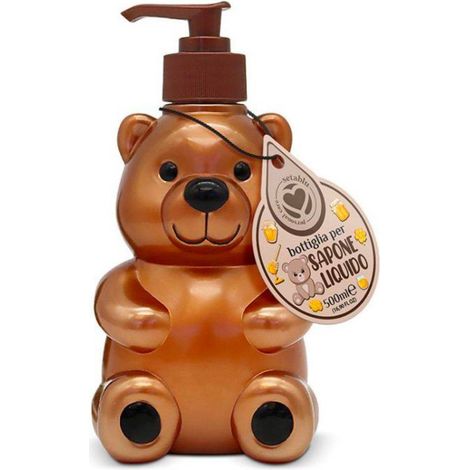 TrAdE Shop Traesio - Bottiglia Portasapone Orsetto Per Sapone Liquido 500ml Accessori Set Da Bagno -
