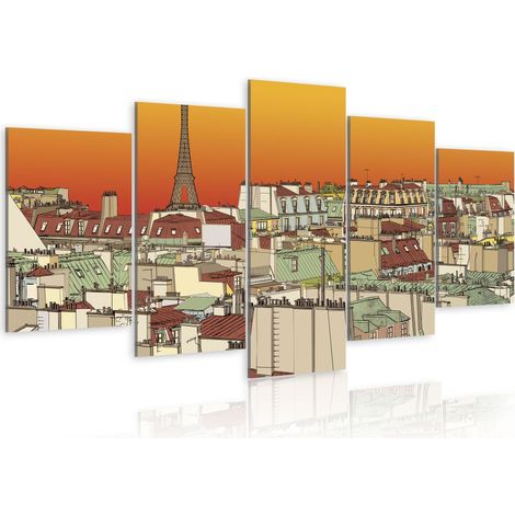 Quadro - Cielo parigino color arancio - 200x100 (1/4)