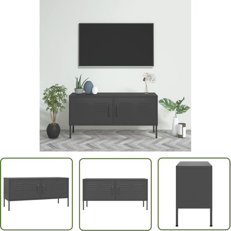 The Living Store Meuble TV Anthracite 105x35x50 cm Acier - Meubles Tv - Meuble Tv - Support Tv - Unité Tv - Meuble Salle Séjour (1/5)