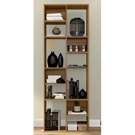Etagère de 12 niches coloris Miel - Longueur 68 x profondeur 30 x hauteur 178 cm -PEGANE-
