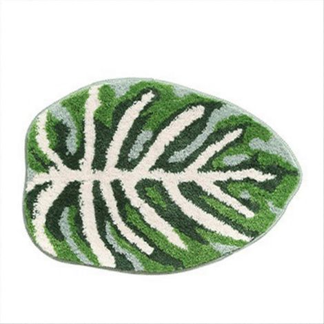 Tapis de bain antidérapant en forme de palmier, motif feuille verte, B (1/5)