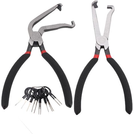Kit di 8 pinze per scollegare connettori elettrici automobilistici in acciaio al carbonio + strumento ergonomico per la rimozione dei pin, dritto e angolato (1/5)
