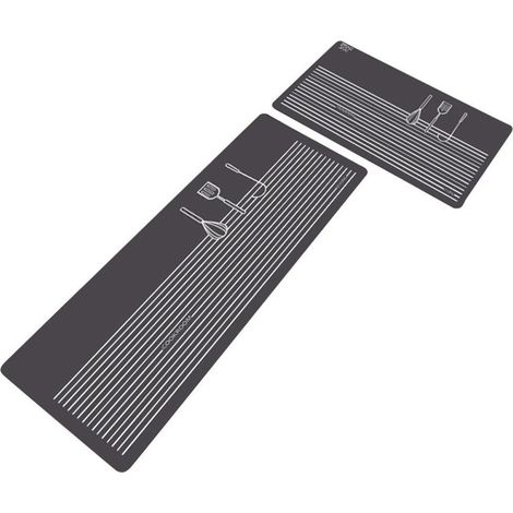 Lot de 2 tapis de cuisine, antidérapant, dos en caoutchouc, intérieur extérieur, salon chambre (1/5)
