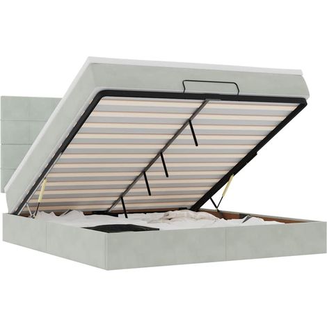 Maison Exclusive - Ottoman-Bett mit Matratzen & LEDs Hellgrau 180