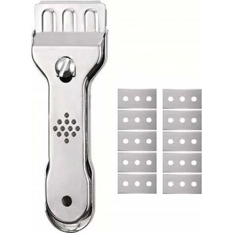 Scraper - Double Face - Lame Acier Inoxydable Remplaçable - Pour Plaque Vitrocéramique Induction Fenêtre Miroir Voiture - 1 Pièce (1/5)