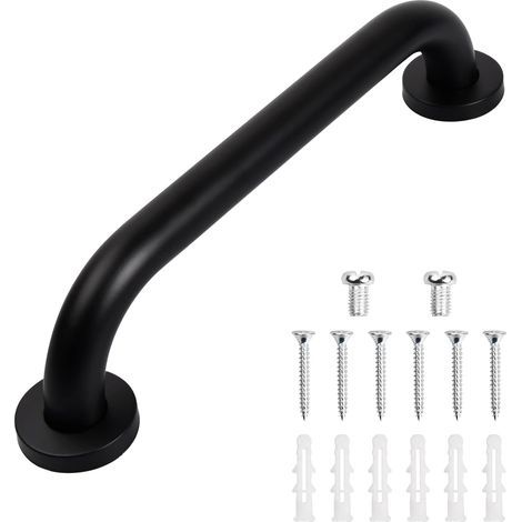 Haltegriff für Badewanne, Stützgriff für Senioren, rutschfester Haltegriff für Dusche, wandmontierter Haltegriff aus Edelstahl, für Senioren/Badezimmer/Küche, 30 cm (Schwarz) (1/5)